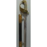 AN 1847 PATTERN NAVAL OFFICER~S SWORD RETAILED BY G. W. HENDY, 161 QUEENS STREET, PORTSEA, LATE 19TH