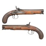 A PAIR OF 15 BORE PERCUSSION OFFICER~S PISTOLS BY BLANCH, LONDON PROOF MARKS, CIRCA 1830