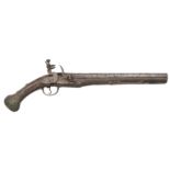 ˜A 14 BORE OTTOMAN FLINTLOCK HOLSTER (KUBUR) PISTOL, TURKEY, EARLY 19TH CENTURY