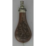 ‡ A COPPER POWDER-FLASK WITH PATENT SWIVEL NOZZLE BY JAMES DIXON & SONS, CIRCA 1860