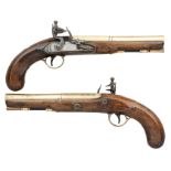 A PAIR OF 20 BORE FLINTLOCK OFFICER~S PISTOLS BY KETLAND & CO, BIRMINGHAM PROOF MARKS, CIRCA 1820