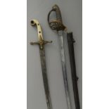 ˜A VICTORIAN MAMELUKE-HILTED OFFICER~S SWORD AND AN 1845 PATTERN INFANTRY SWORD RETAILED BY ANDREWS,