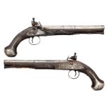 A RARE PAIR OF 16 BORE FLINTLOCK HOLSTER PISTOLS FOR PRESENTATION TO AN EASTERN POTENTATE SIGNED SMI