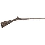 ˜A 14 BORE SILVER-MOUNTED FLINTLOCK SPORTING GUN BY JOHN HARMAN LONDINI, WITH FINELY DECORATED STOCK