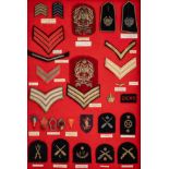 A GROUP OF ROYAL MARINES RANK AND OTHER BADGES