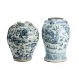 A CHINESE BLUE AND WHITE 'DRAGON' BALUSTER VASE