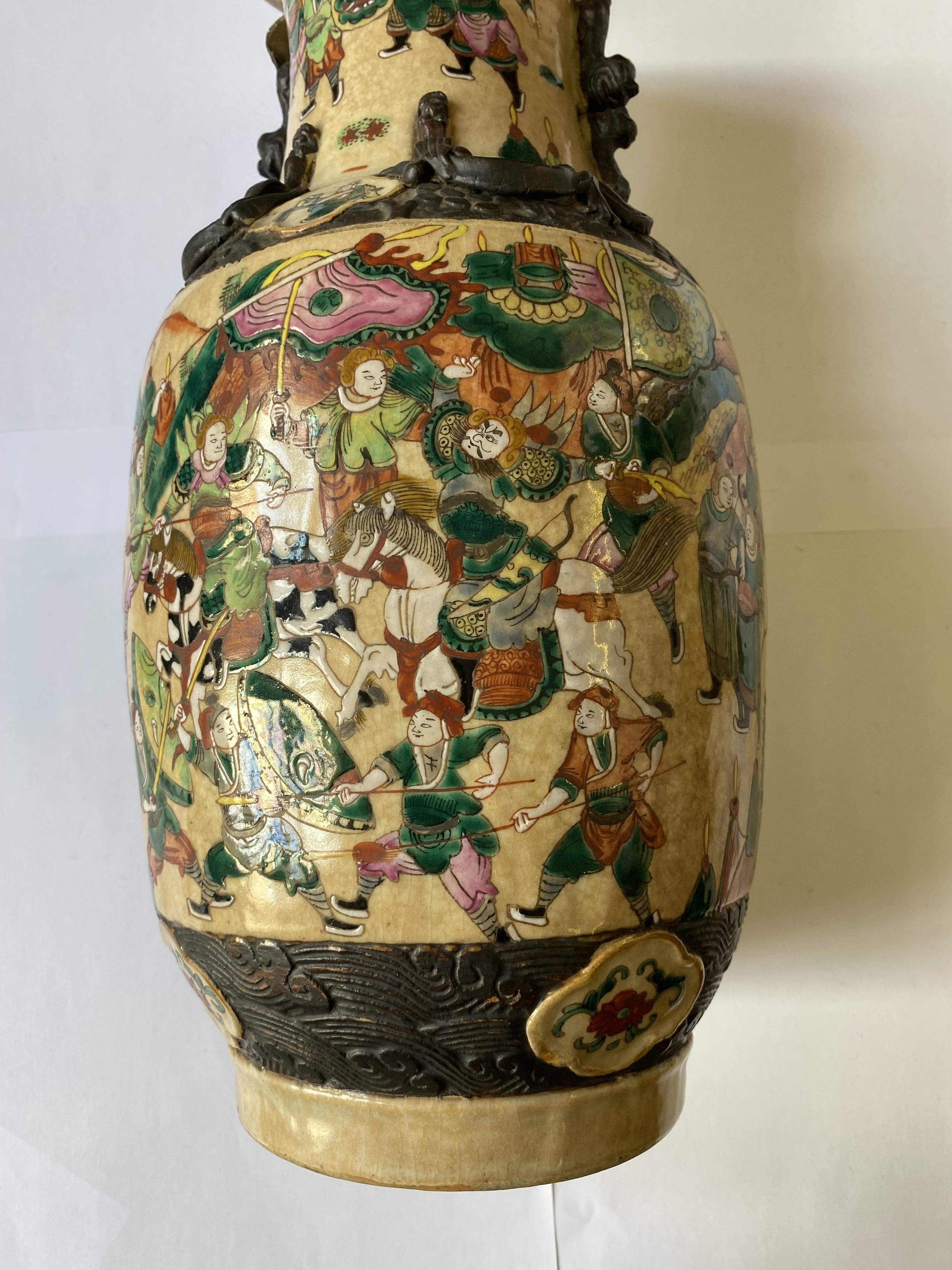 A PAIR OF CHINESE LARGE CRACKLEWARE VASES - Image 2 of 13