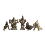 FIVE SMALL VAISNAVITE BRONZE IMAGES