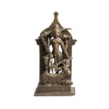 A BRONZE SHRINE DEPICTING DURGA MAHISASURAMARDINI