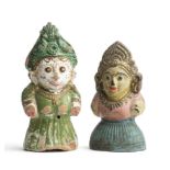 TWO PAINTED CLAY FIGURES OF SUBHADRA