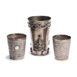 THREE SILVER BEAKERS