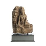 A PALA GREY STONE FRAGMENTARY STELE DEPICTING TARA