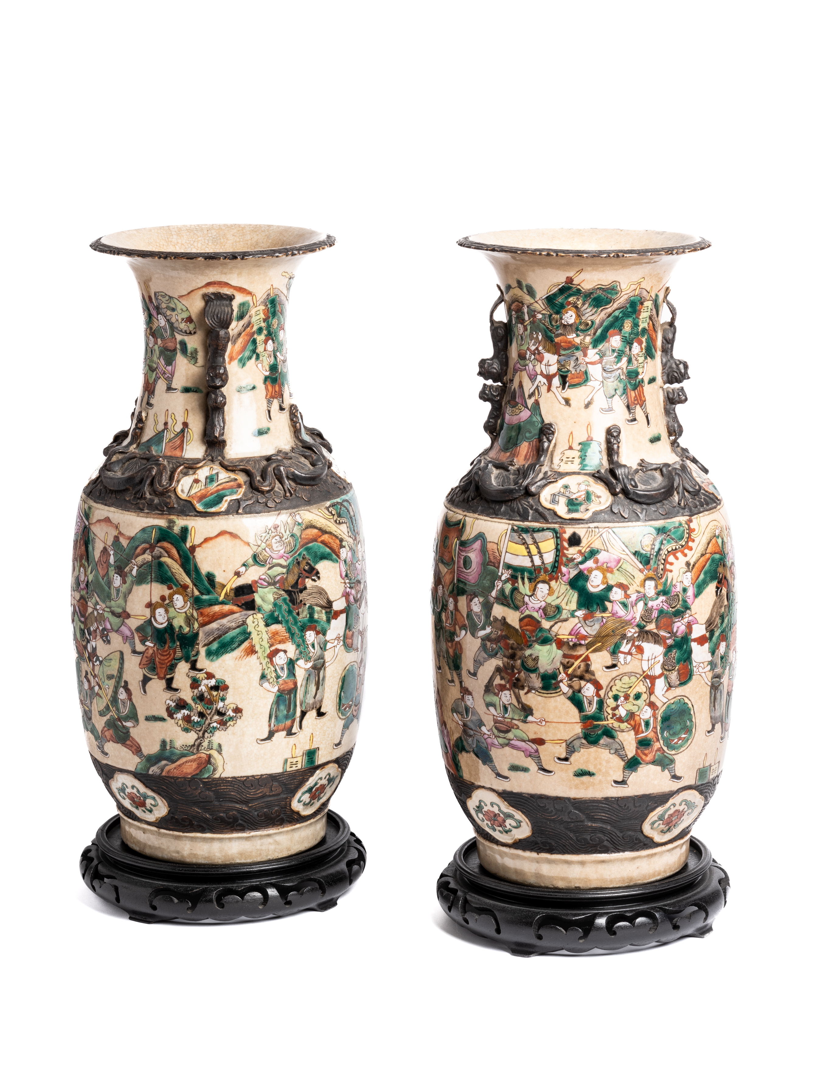 A PAIR OF CHINESE LARGE CRACKLEWARE VASES