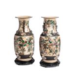 A PAIR OF CHINESE LARGE CRACKLEWARE VASES