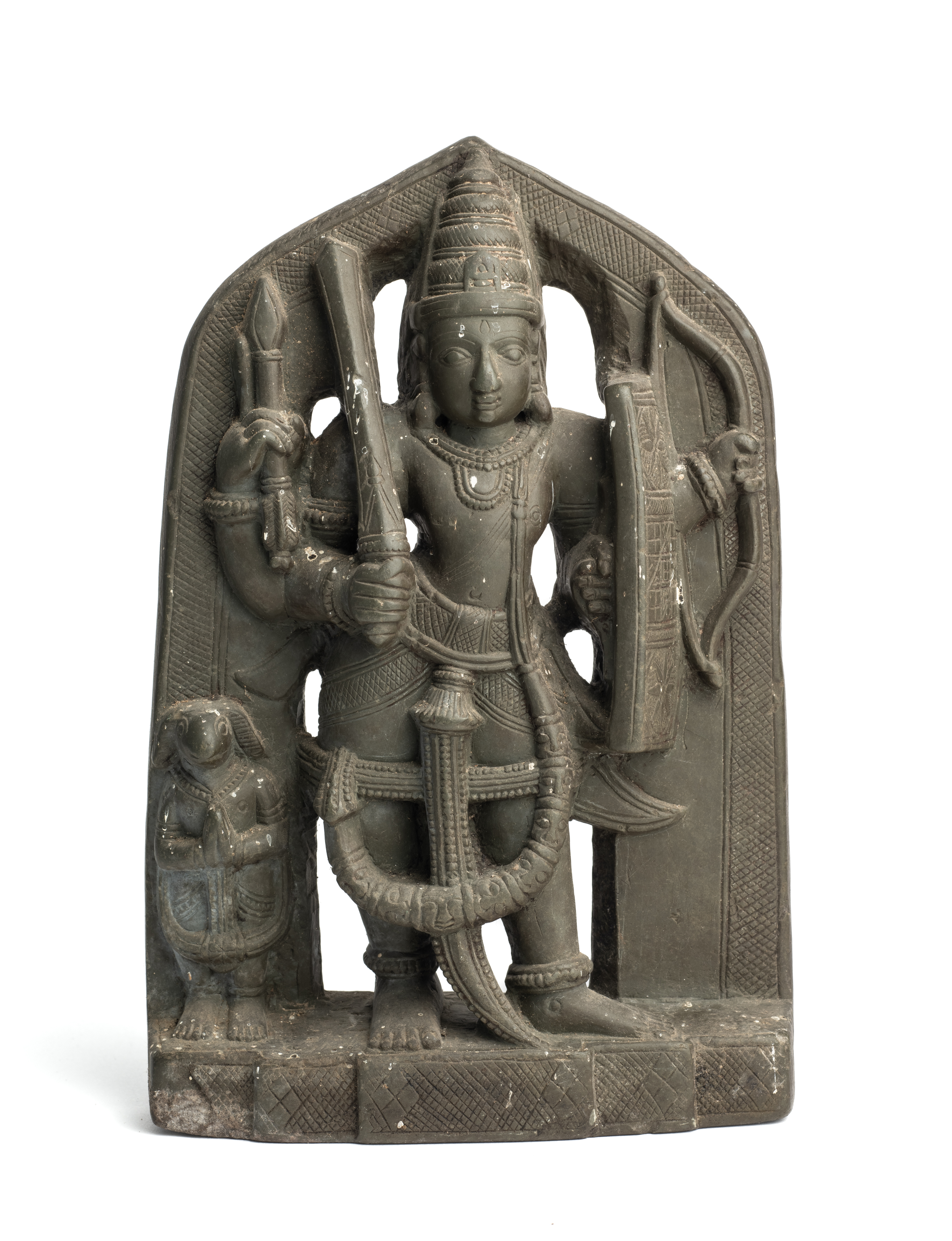 A GREY STONE IMAGE OF VIRABHADRA