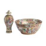 A LARGE CHINESE CANTON FAMILLE ROSE PUNCH BOWL