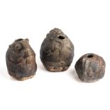 THREE KHMER BROWN GLAZED RITUAL POTS