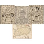 FOUR SMALL MADHUBANI PAINTINGS