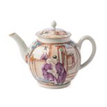 ‡ AN UNUSUAL WORCESTER GLOBULAR TEAPOT AND COVER
