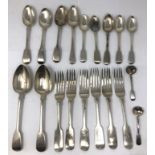 ASSORTED FIDDLE PATTERN ENGLISH TABLE SILVER