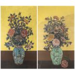 A PAIR OF CHINOISERIE PAINTED PANELS