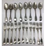 SETS OF GEORGIAN SILVER DESSERT FORKS AND SPOONS