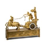 A FRENCH EMPIRE ORMOLU FIGURAL MANTEL CLOCK