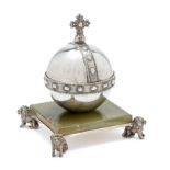 AN EDWARD VIII SILVER 'ROYAL ORB ' INKWELL