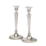 A PAIR OF ITALIAN SILVER CANDLESTICKS