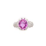 DIAMOND AND PINK SAPPHIRE RING