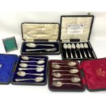 THREE CASED SETS OF ENGLISH SILVER TEASPOONS