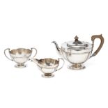 A GEORGE V SILVER THREE-PIECE TEA SET