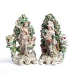 A PAIR OF DERBY 'VENUS ' AND 'MARS ' CANDLESTICK FIGURE GROUPS