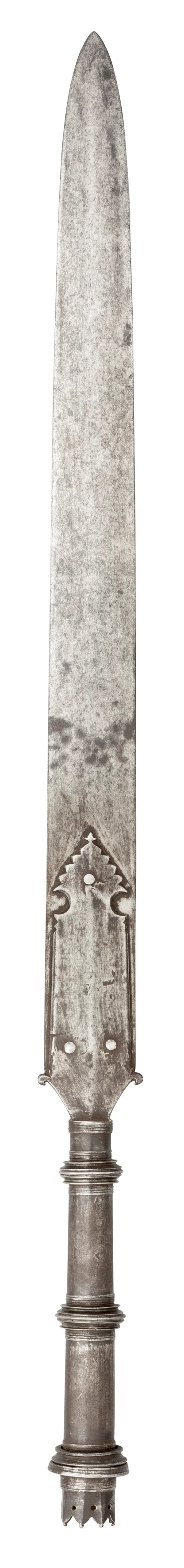 A VERY LARGE SOUTH INDIAN SPEAR HEAD (BARSHA)