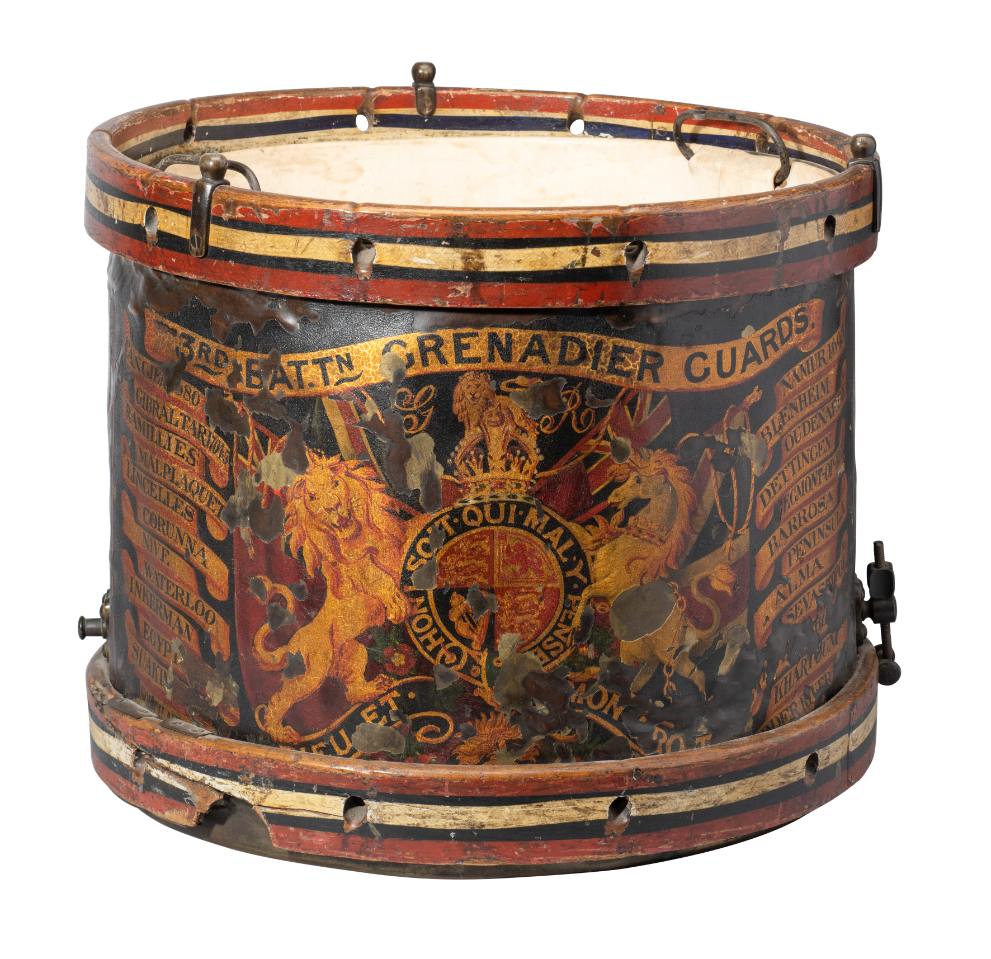 A PAINTED REGIMENTAL DRUM OF THE 3RD BATTALION