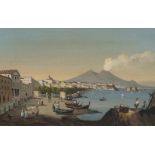 ANONYMOUS: View of Vesuvius with the harbour