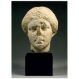 GREEK ATTIC MARBLE HEAD OF A WOMAN