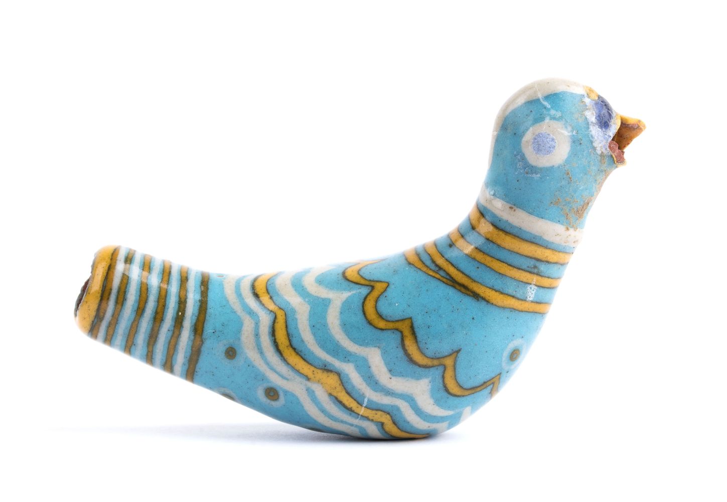 EGYPTIAN GLAZED BIRD-SHAPED FLASK