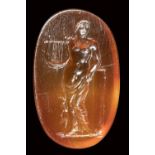 A large early roman carnelian intaglio. Apollo.1st century B.C.