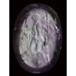 A large concave roman amethyst intaglio. Silenus. 2nd - 3rd century A.D.