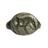 An eastern greek bronze engraved ring. Bull. 5th century B.C.