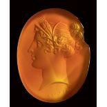 A fine carnelian intaglio by Pichler. Head of Ceres. 18th - 19th century.