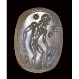 An etruscan chalcedony intaglio. Hercules. Late 4th - early 3rd century B.C.
