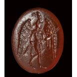 A roman carnelian intaglio. Ganymede with the eagle. 2nd century A.D.