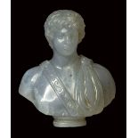 A postclassical chalcedony bust of young Caracalla.