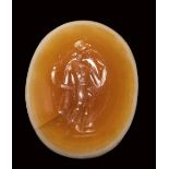 A roman two-layered agate intaglio. Harpocrates. 2nd - 3rd century A.D.