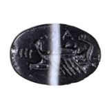 An italic banded agate intaglio. Warship. 2nd century B.C.