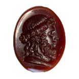 A glass paste impression. Aesclepius.19th century.