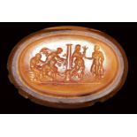 A large renaissance agate intaglio. Mythological scene with Triptolemus and Ceres.