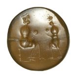 A graeco-persian agate seal. Scene with two characters.4th century B.C.